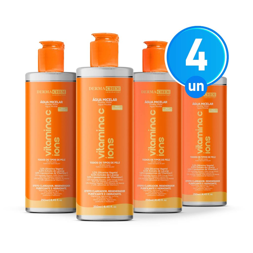 Kit 4 Água Micelar Vitamina C 250ml Dermachem
