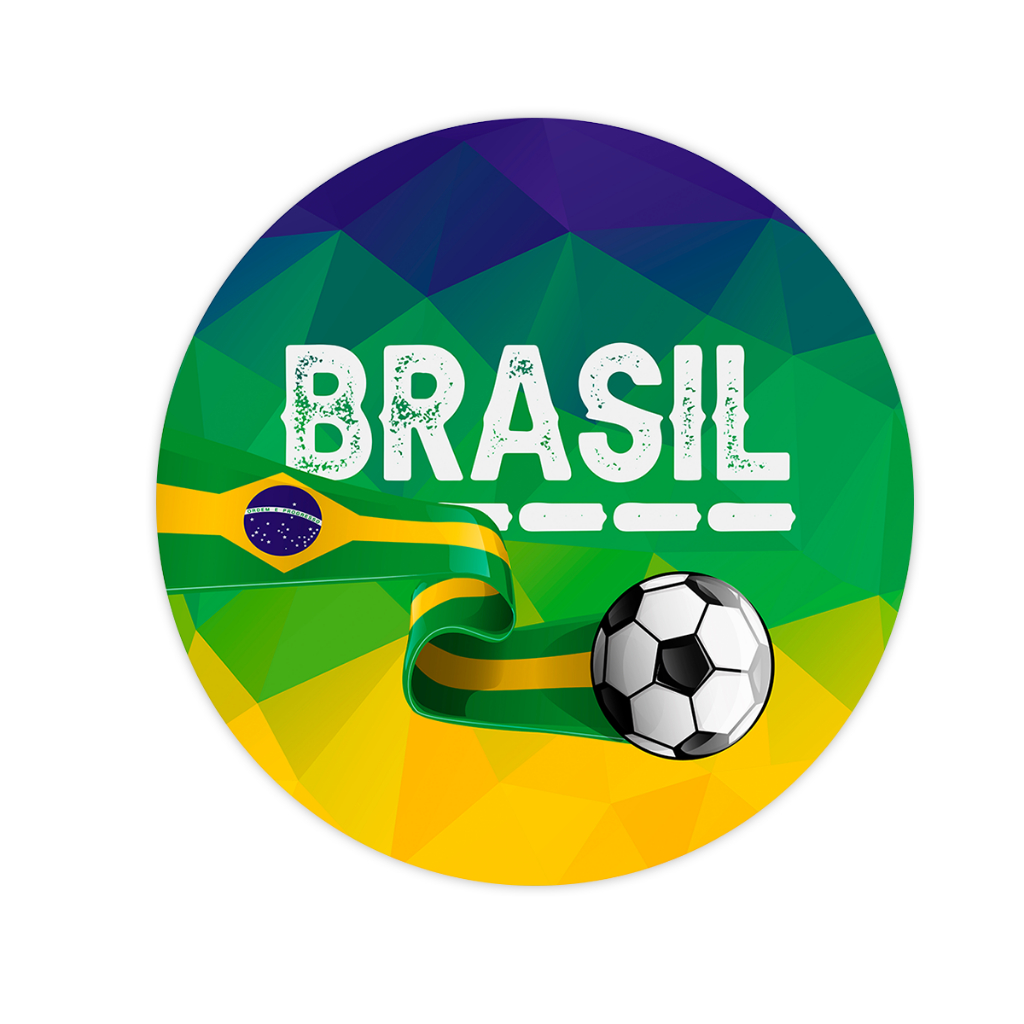 Painel de Festa Redondo em tecido sublimado tema Copa Futebol Brasil