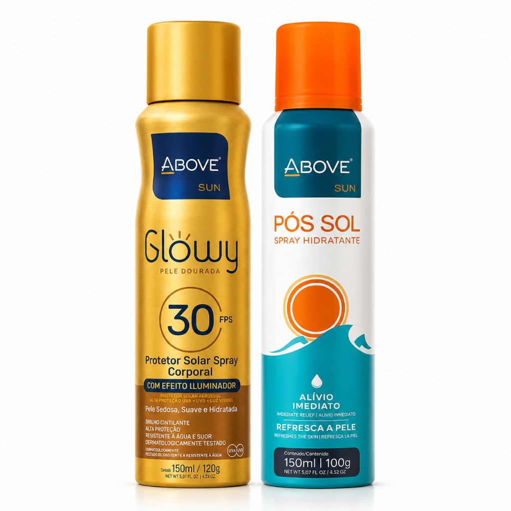 Kit Protetor Solar Fps30 Spray Iluminador Corporal 150ml + Pós Sol 150ml Grátis Verão Praia