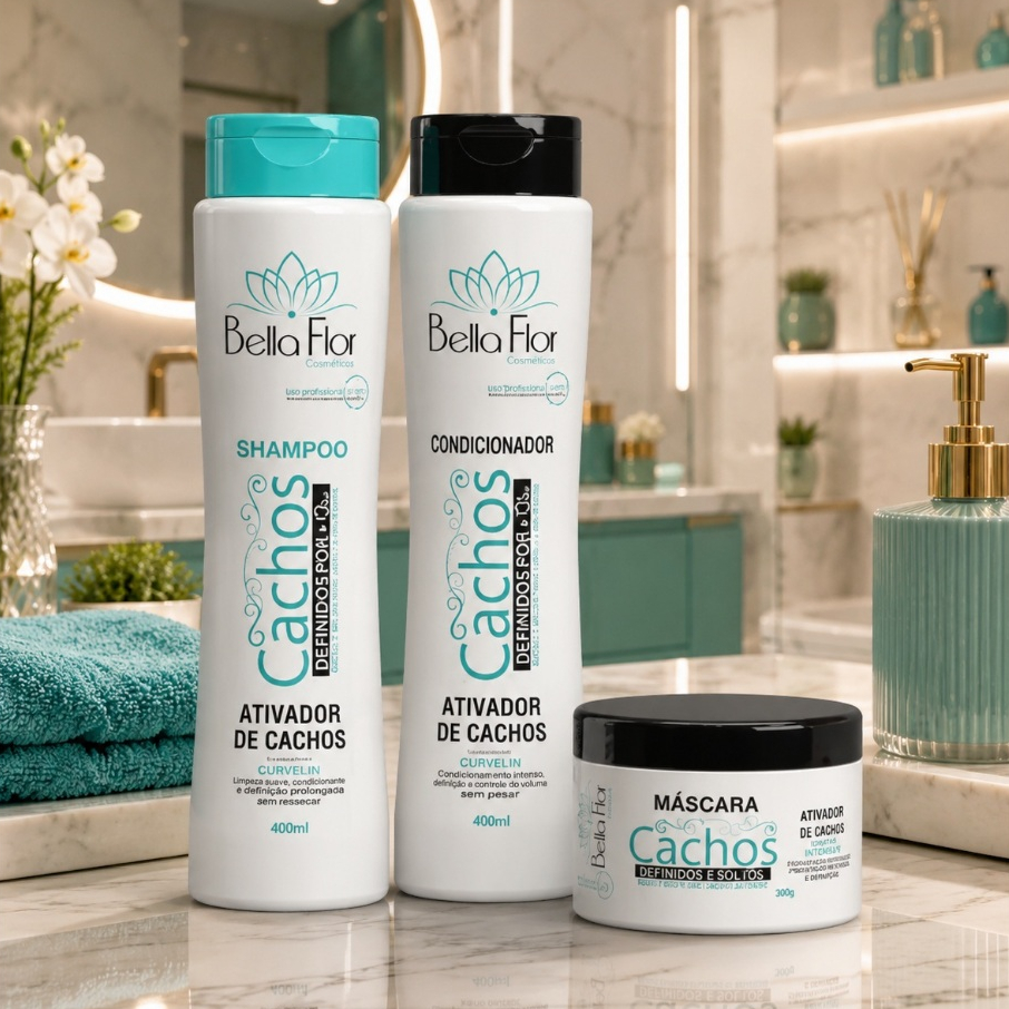 Kit Capilar Cabelos Cacheados Cachos Definidos 2 Produtos Shampoo e Condicionador Alta Qualidade