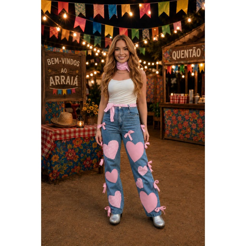 Kit Look Festa Junina Remendo Várias Cores Xadrez