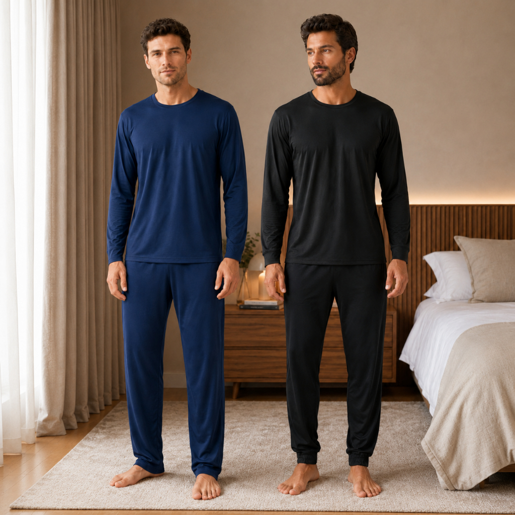 Kit 2 Pijamas Masculino Longo De Inverno Adulto Confortável Malha Macia P ao G3 Conforto Premium