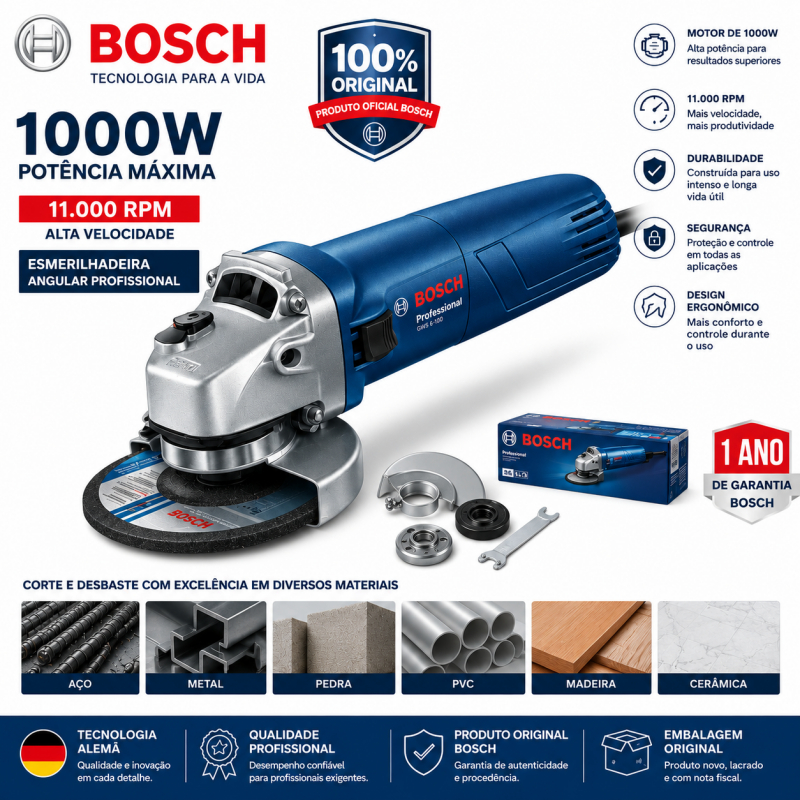 esmerilhadeira lixadeira bosch 110v GWS6-100 serra 1000W lixadeira 220V Angular esmerilhadeira