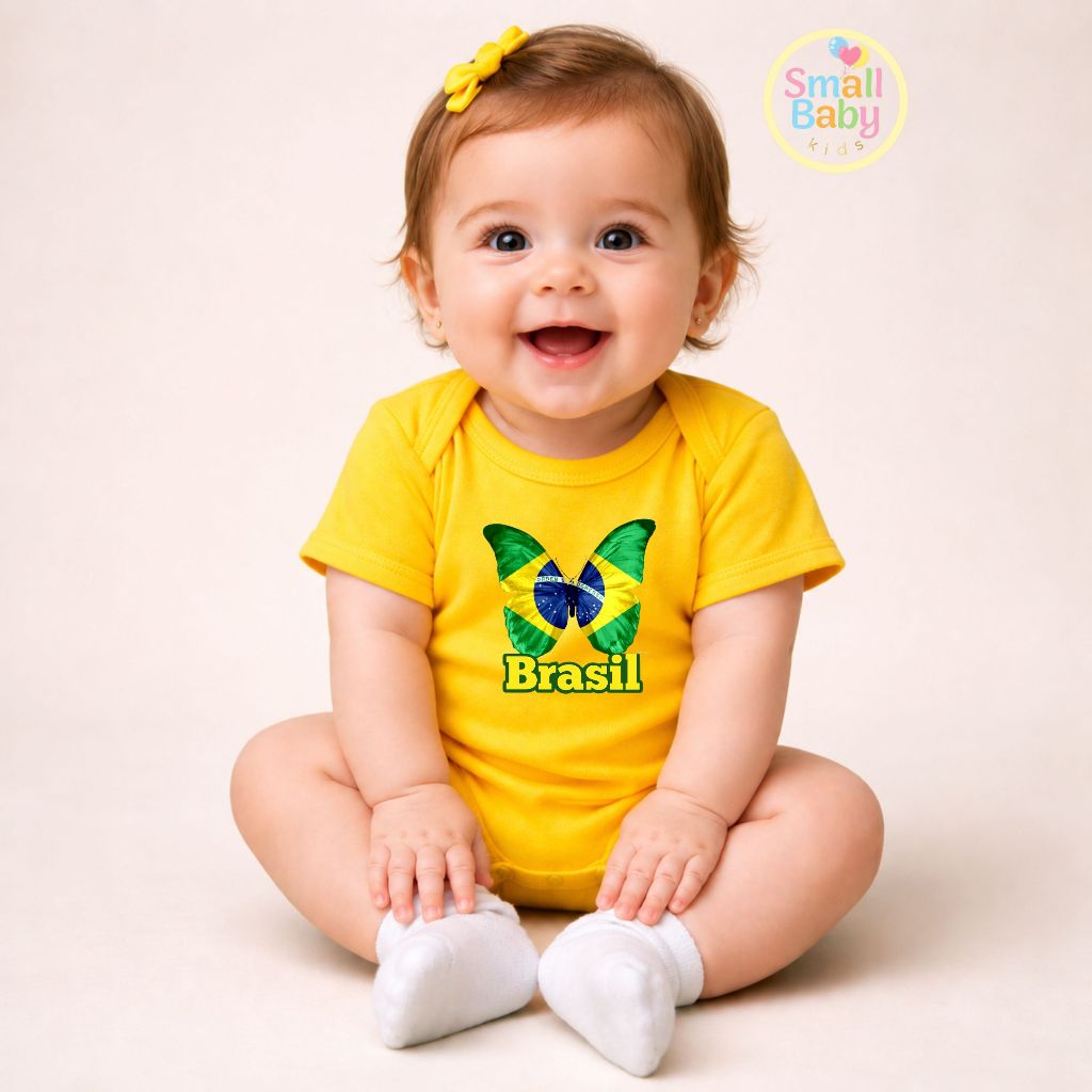 Body Bebê Infantil Borboleta do Brasil Copa do Mundo Seleção Brasileira Rumo ao Hexa