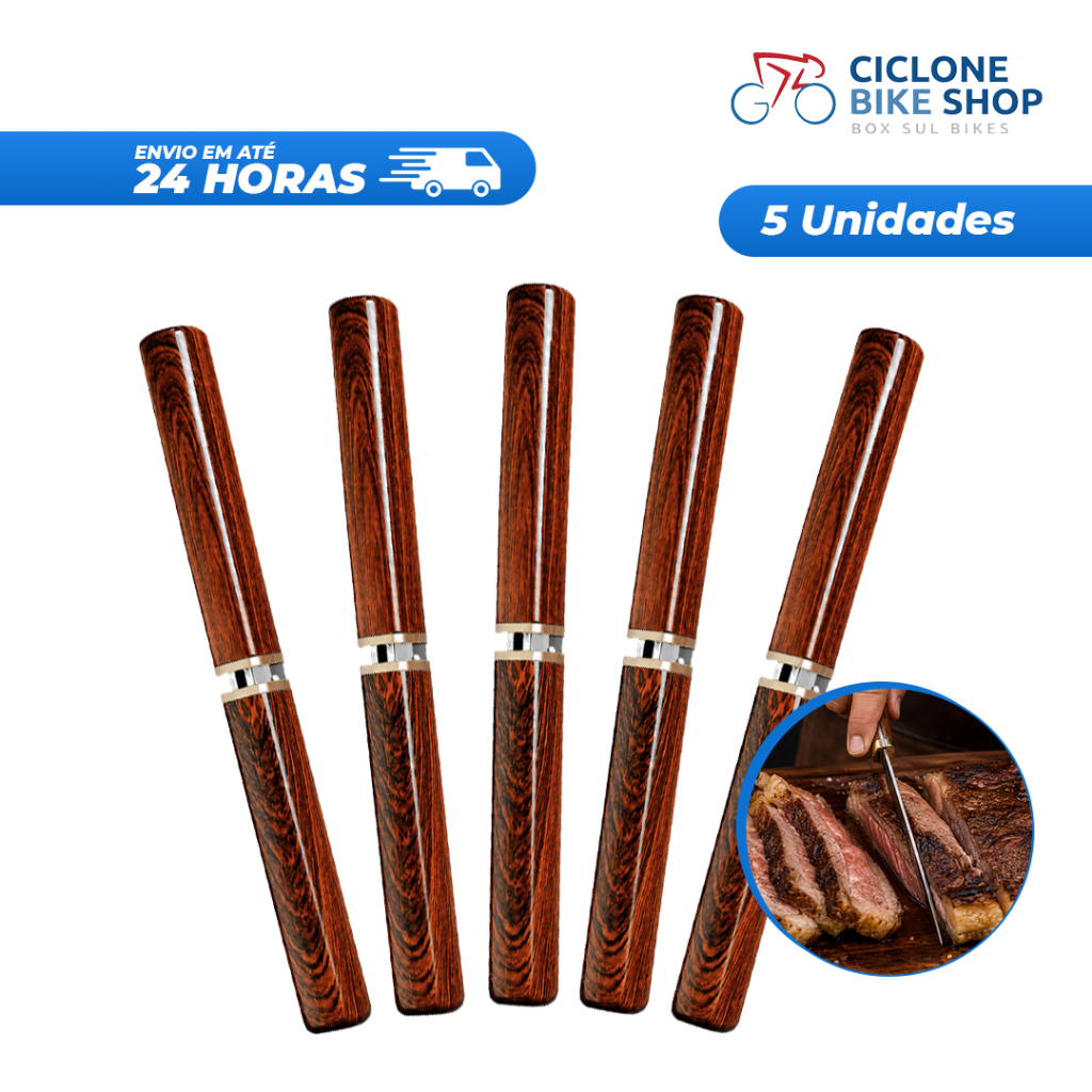 Kit 5Und Faca de Frutas Faca Cutelo Churrasco Carne de Cozinha pra Cortar Churrasco Com Bainha