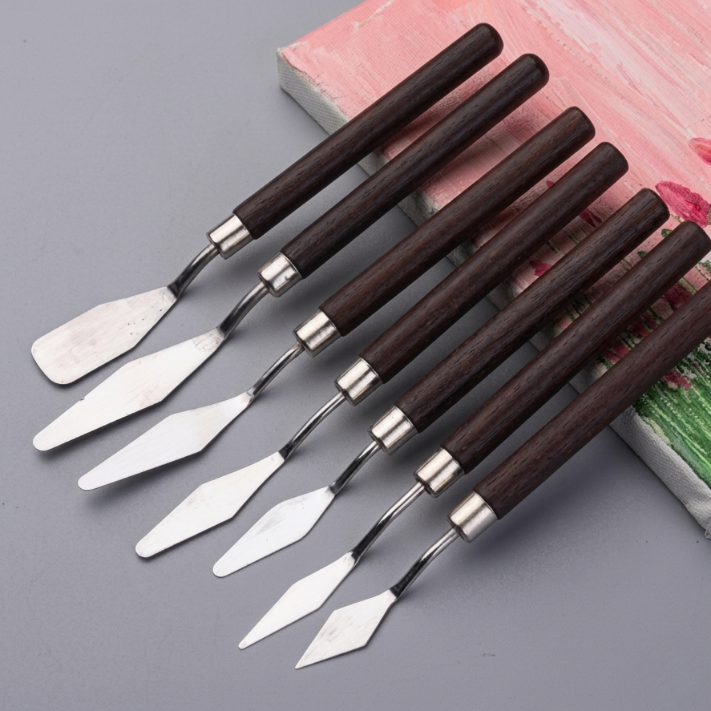 Kit 7 Espátula de Pintura de Artista - Faca de Aço Inoxidável para Pintura a Óleo e de Desenho