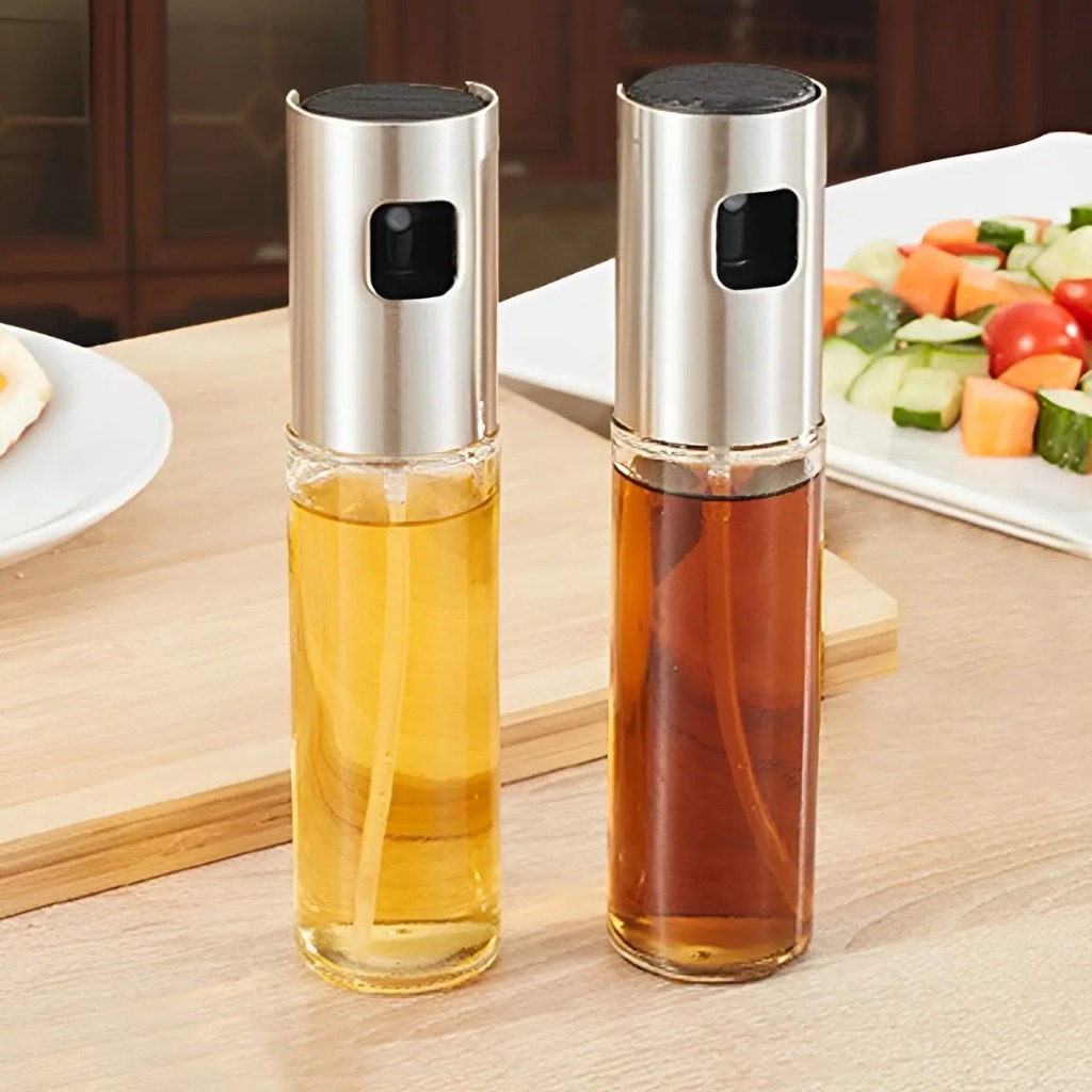Kit 2 Spray Azeite Pulverizador Vidro Inox Dosador Culinário Adequado Para Cozinhas 100ml