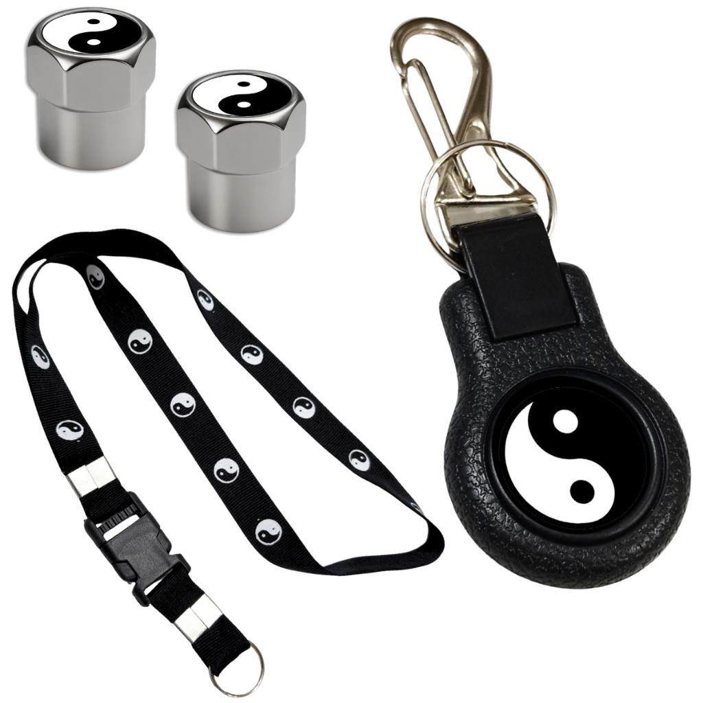 Chaveiro Yin Yang Cordão Ruby bico 2 válvula de pneus Pescoço Moto Carro Porta Crachá Engate Tirante