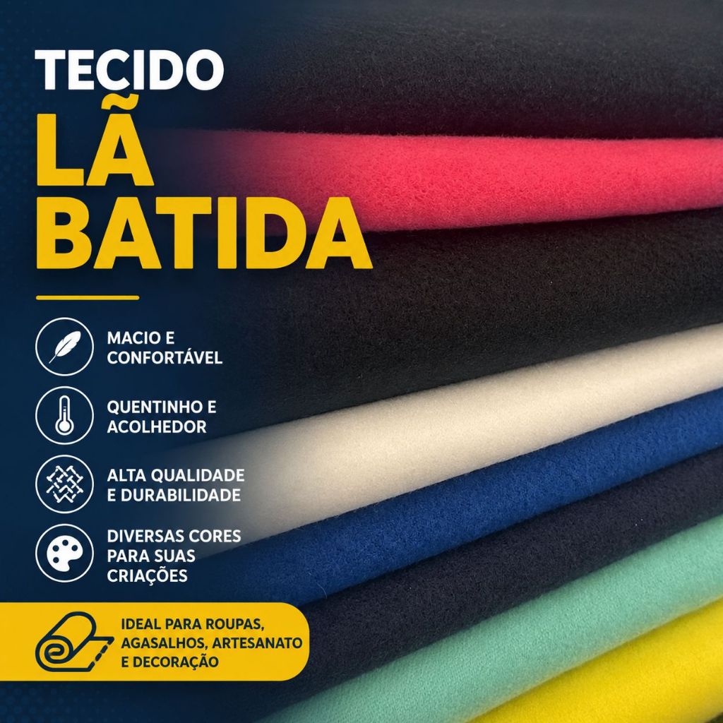 2 Metros De Tecido Lã Batida grossa (2m x 1,50m) 360g/m²