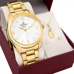 Kit Relógio Champion Feminino Elegance Com Colar e Brincos CN26046W