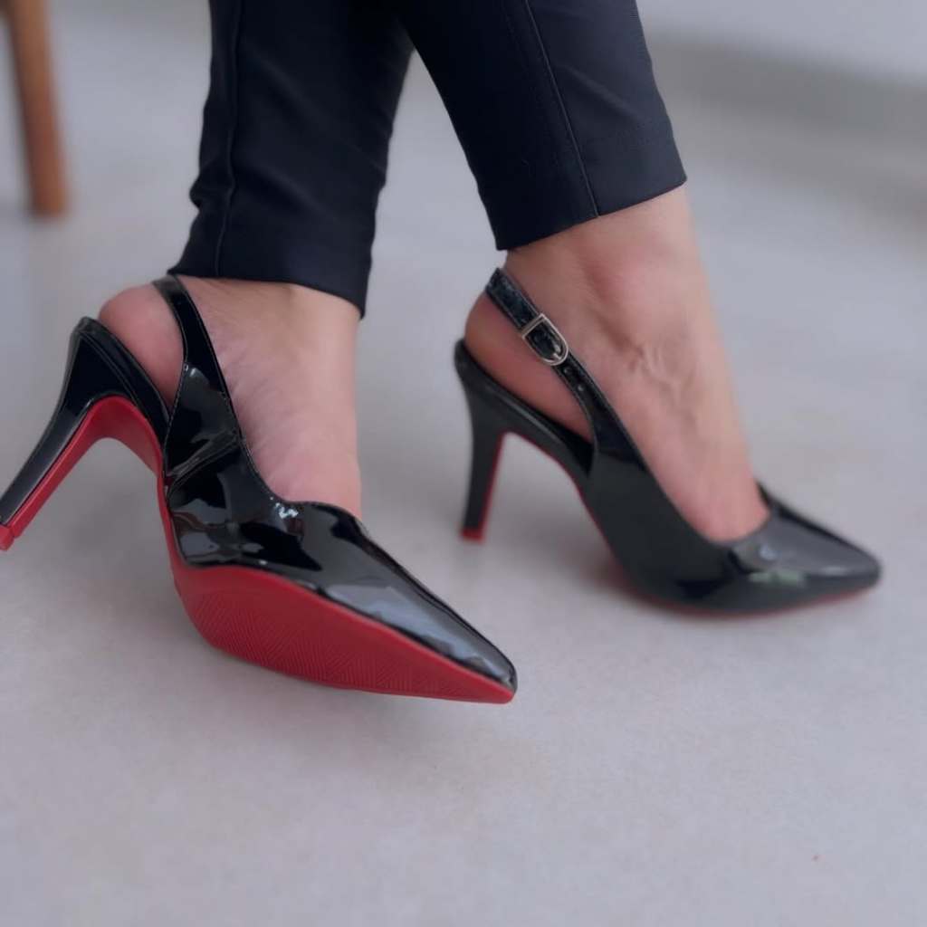 sandalia scarpin solado vermelho preto marrom terra cota confortavel 8cm