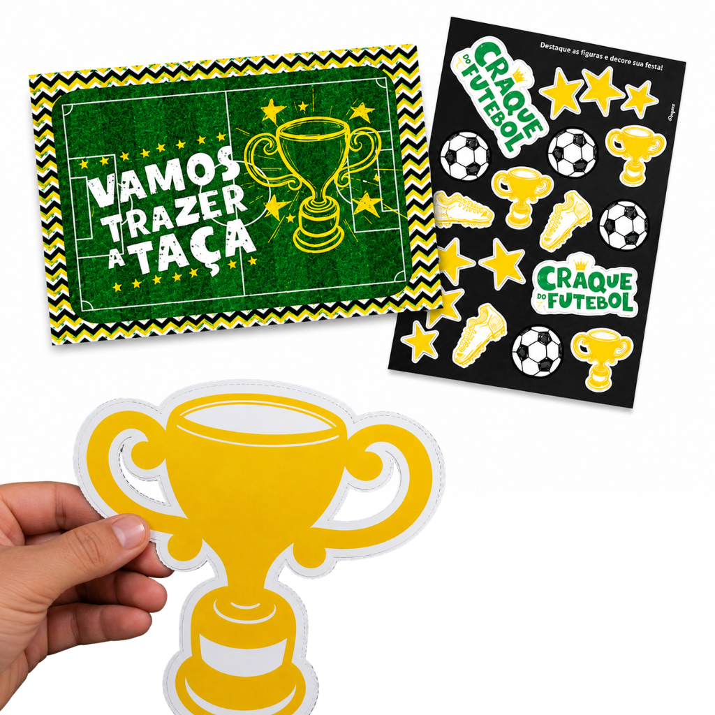 Kit 2 Painel Decorativo Copa do Mundo Brasil Elementos Destacáveis Decoração Futebol Dia de Jogo Regina