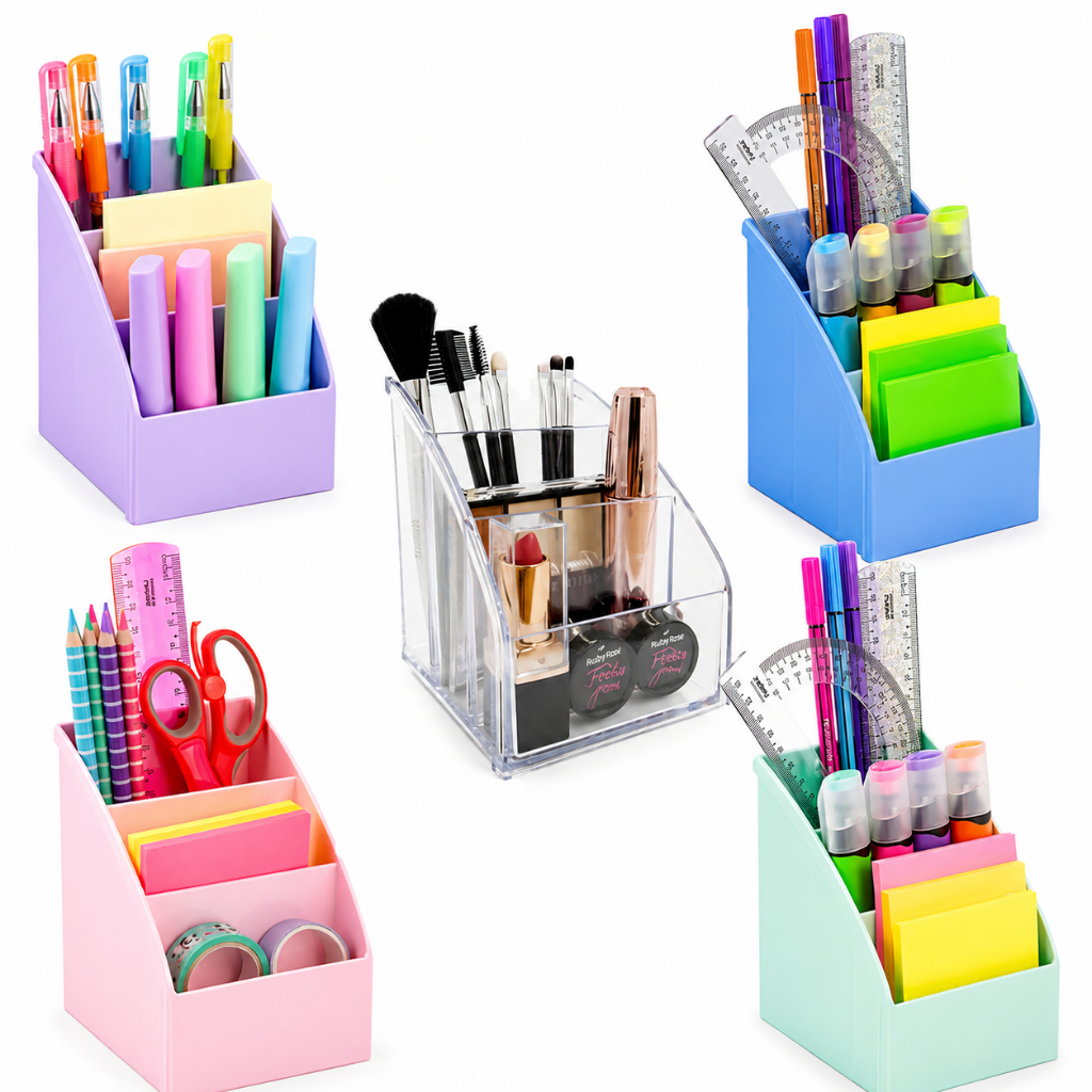 Organizador Mesa Cores Pastel Escritorio Multiuso Porta Canetas
