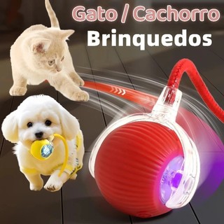 Bola Interativa Automática Pet Cães Gatos Recarregável USB Brinquedo Elétrico Inteligente com Cauda