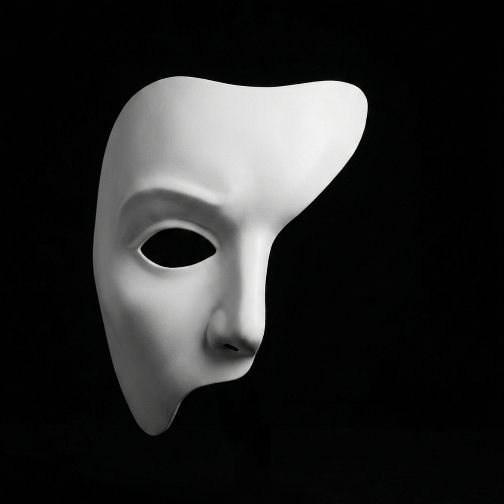 Máscara Fantasma da Ópera Meia Face Clássica com fita de amarrar