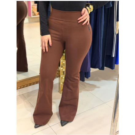 Calça flare montaria groovy forever com ziper na lateral calça modeladora