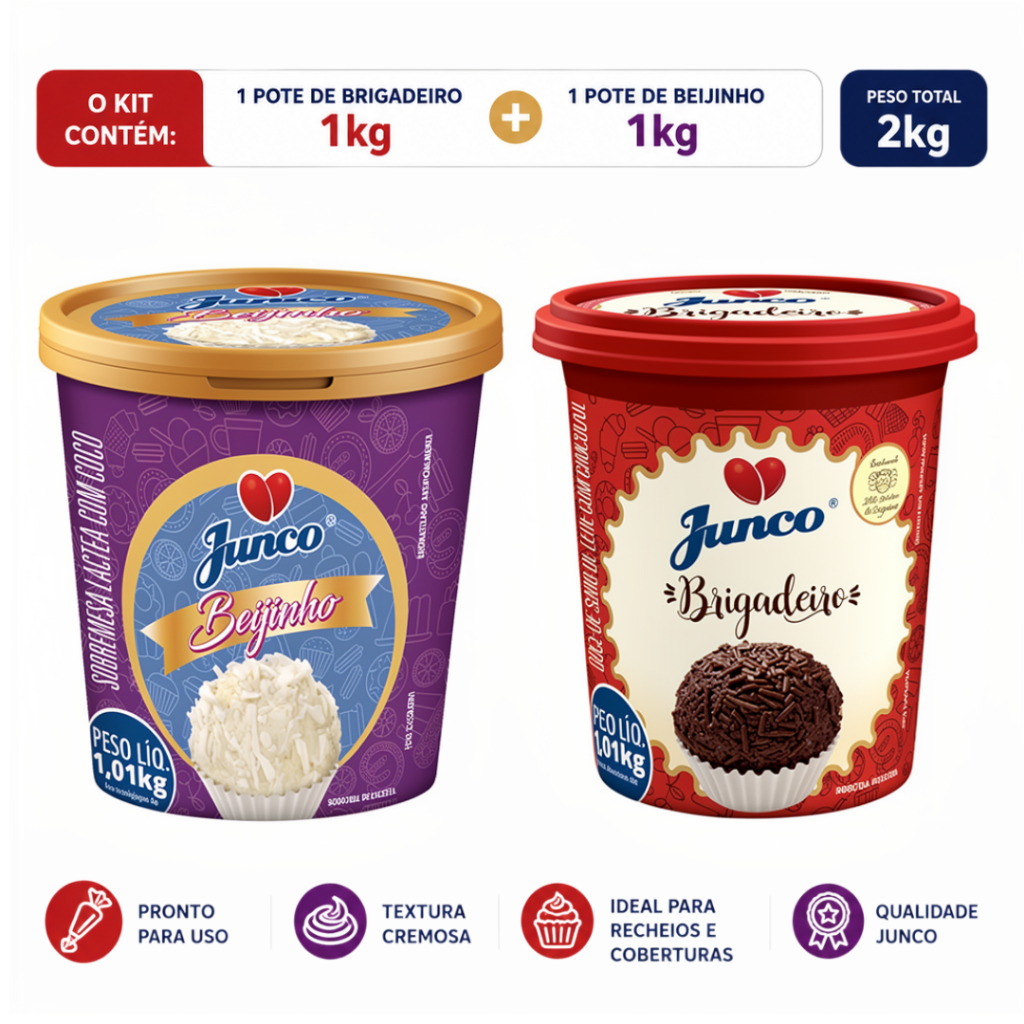 Combo Brigadeiro e Beijinho 1,01kg Cada | Delícias no Pote!