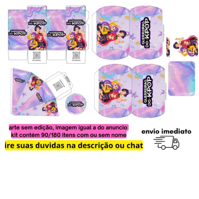 KIT 32 caixinhas personalizadas GUERREIRAS DO KPOP  (COM NOME/SEM) - lembrancinha festa de aniversario