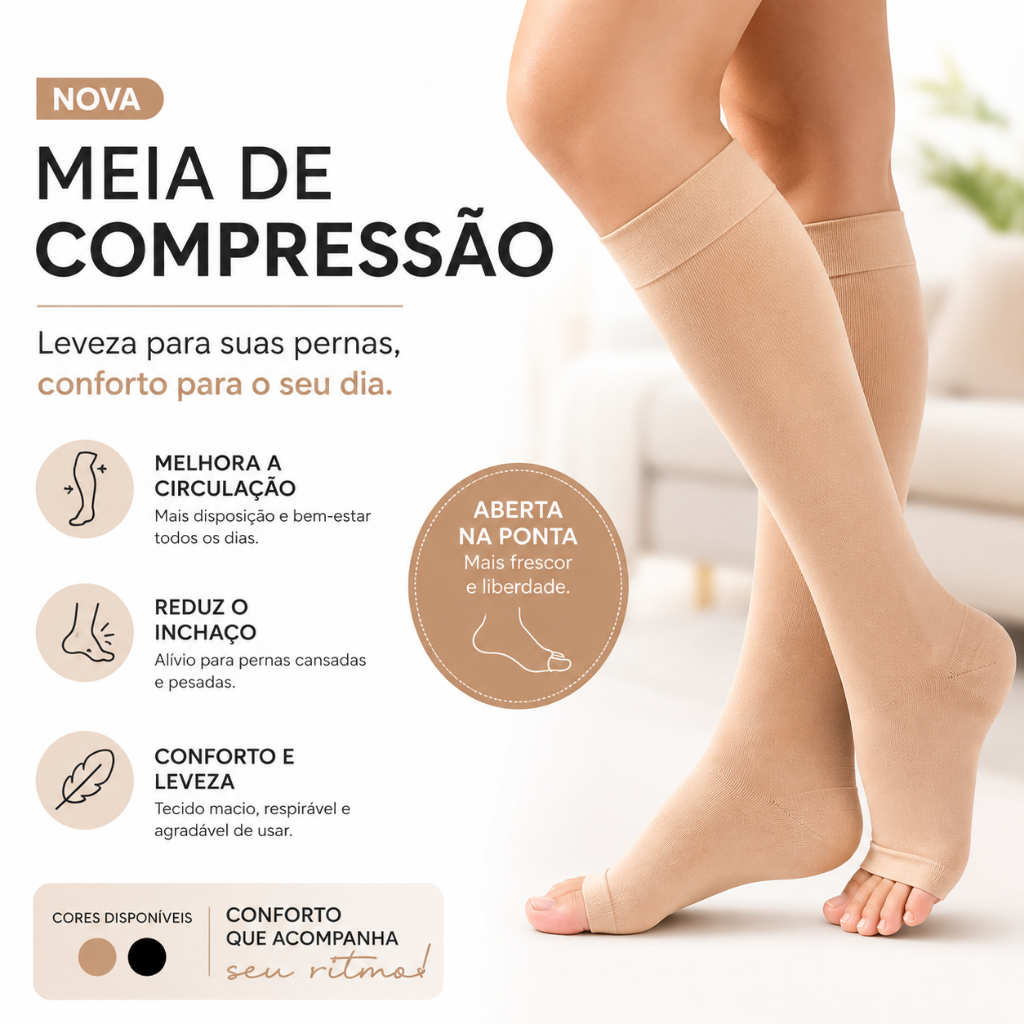 Meias De Compressão Alta Pressão Varizes De Dedo Do Pé Abertas Homens Mulheres Grandes 2 Tamanhos Loong