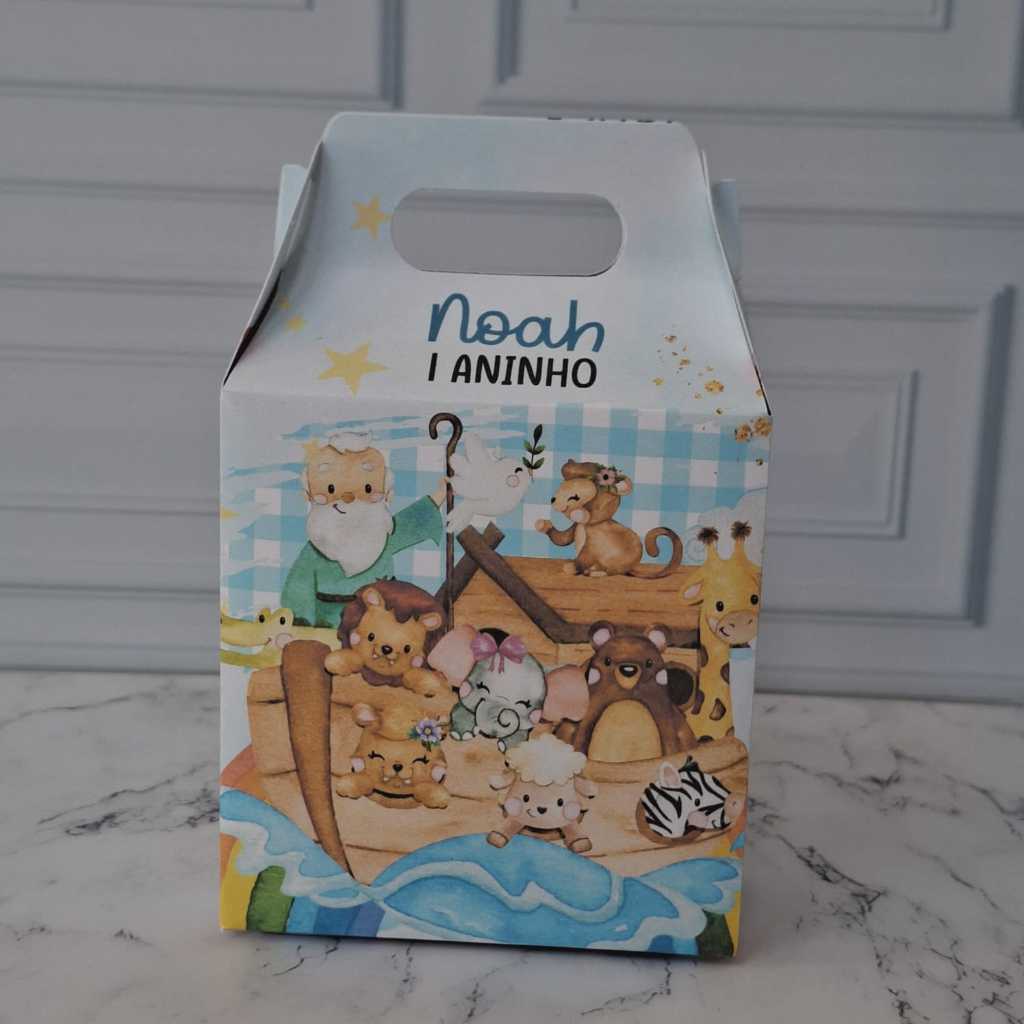 Caixinha ARCA DE NOÉ Maletinha Personalizada  Lembrancinha Festa Infantil Aniversário PEGUE E MONTE