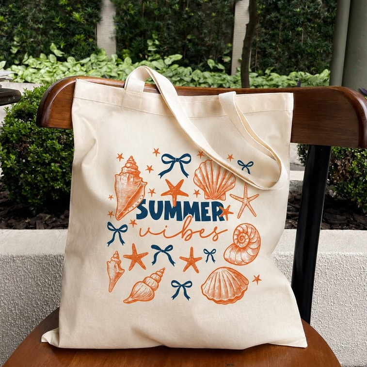 Bolsa Sacola Ecobag SUMER VIBES LAÇOS - 100% algodão ecobag praia