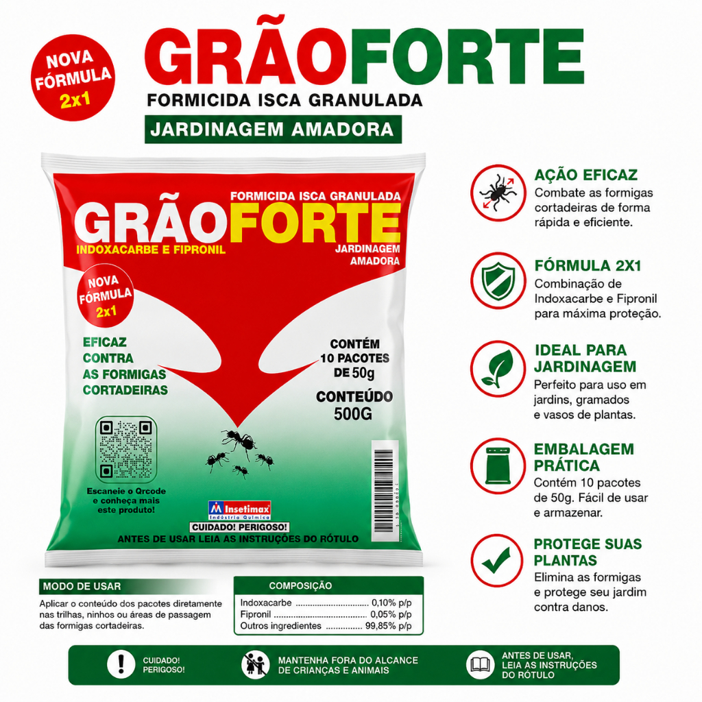 Formicida Isca Granulado Grão Forte - Insetimax 500gr 10pct de 50grs