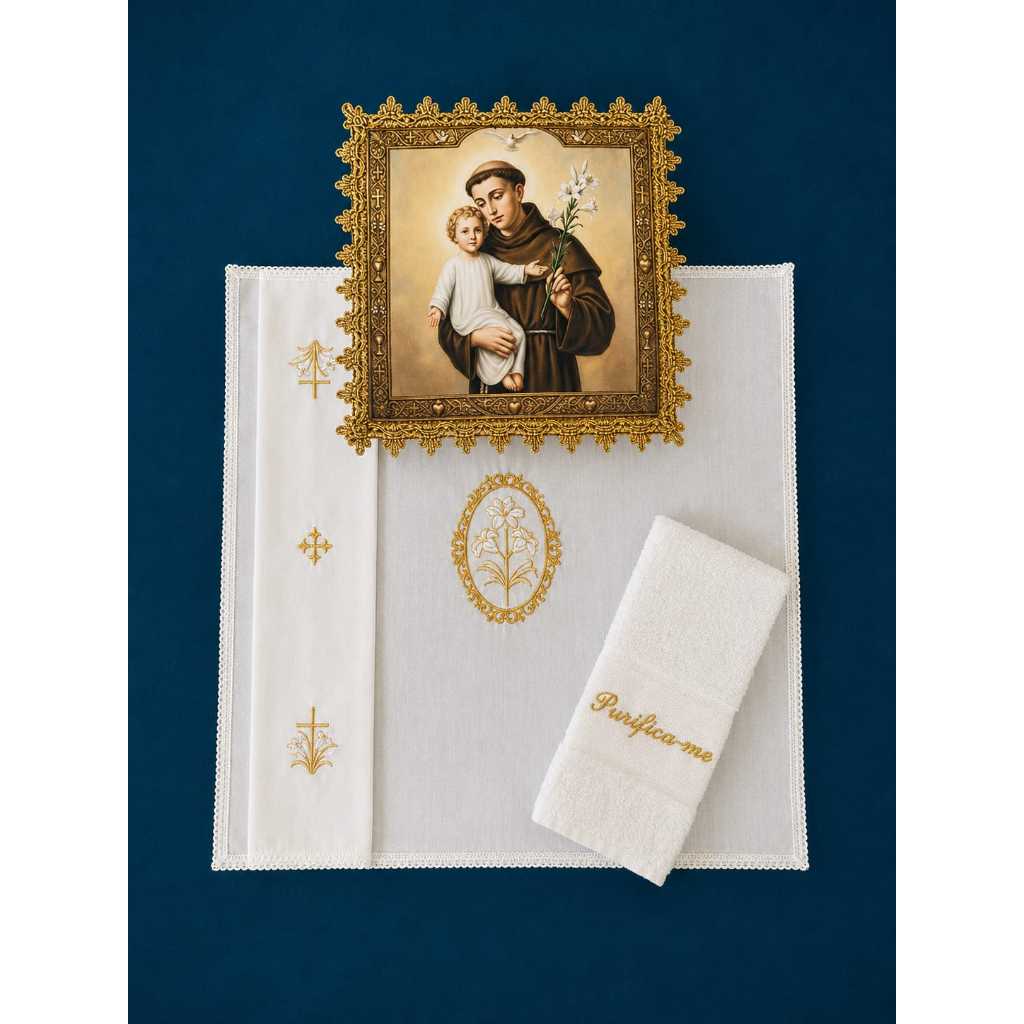 ALFAIAS SANTO ANTONIO COM PALA ESTAMPADA E DEMAIS PEÇAS BORDADAS