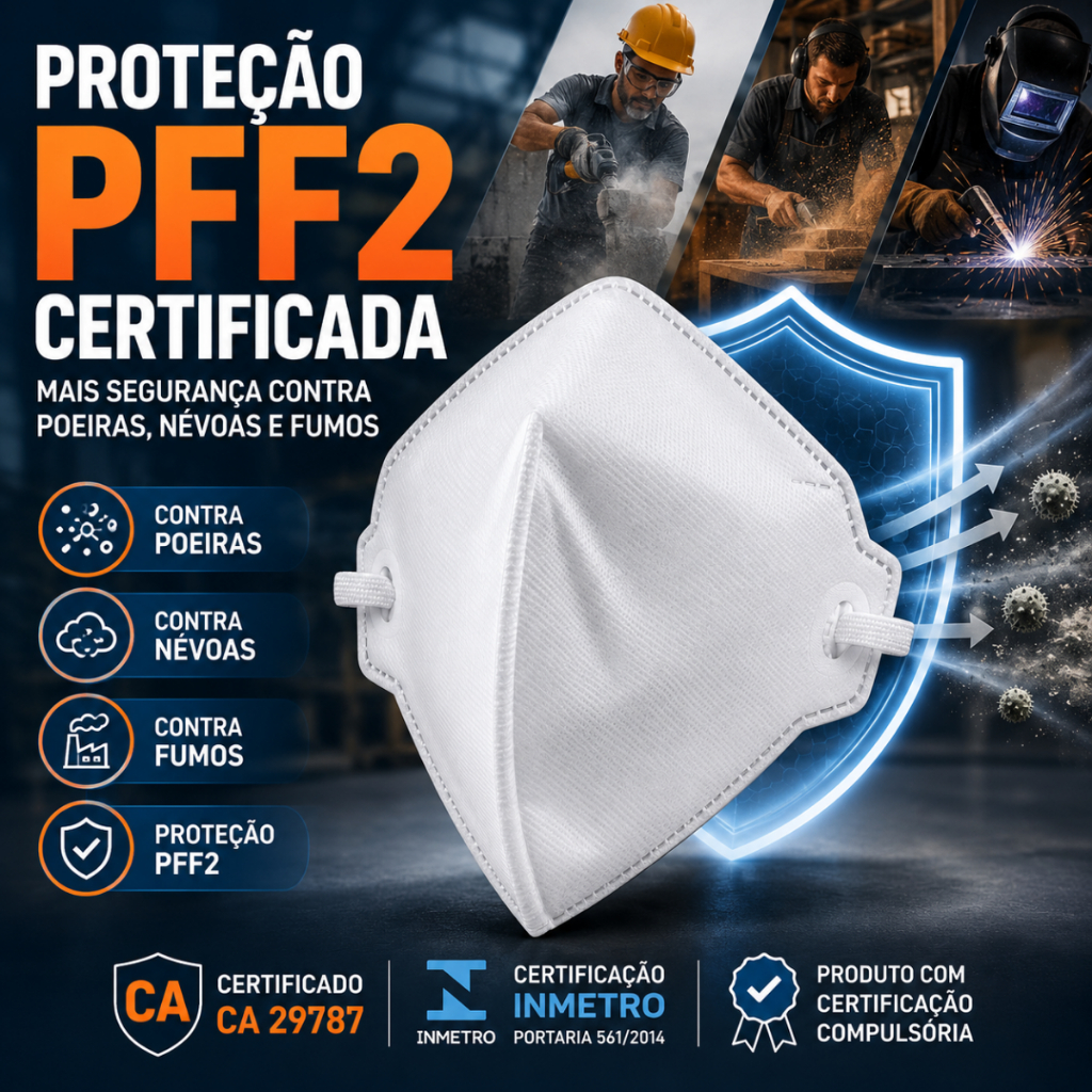Máscara Respiratória Pff2 Sem Válvula Dobrável Proteção Respiratória Descartável Vonder