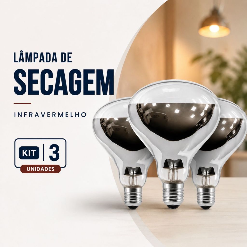 Kit 3 Lâmpada Secagem 220v Infravermelho Radiação Aquecimento Alimento Granja Pintinho Chocadeira