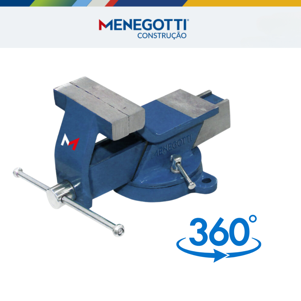 Torno Morsa De Bancada 6 Profissional Giratória Com Bigorna Menegotti 150mm