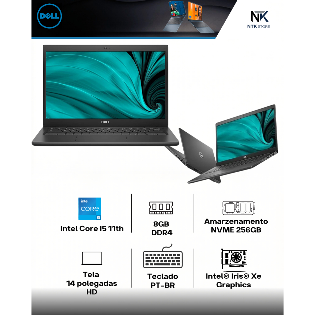 Notebook Dell 3420 Core I5 11th 8gb DRR4 256 ssd