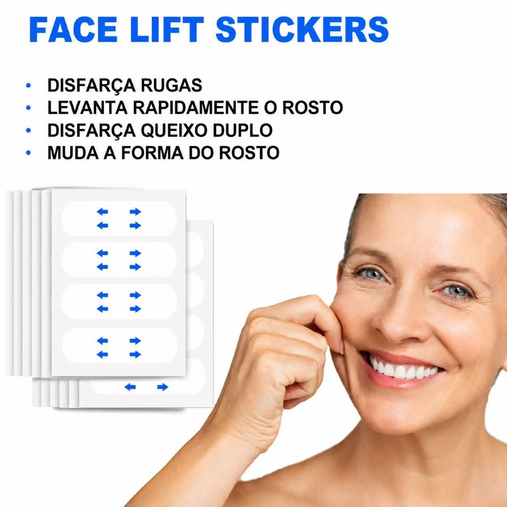 Adesivo Lifting Facial Fita Invisível Antirrugas Antienvelhecimento Estica a Pele Disfarça as Rugas