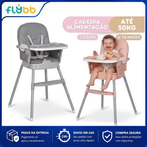 Flybb Cadeira de Alimentação Bebê Infantil Portátil Dobrável Segura e Confortável para Refeições em