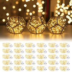 KIT 10/20/30 Luzes de Fada LED 2m Fio de Luz Decoração Festa Casamento Natal Luz Branca Fria/Quente