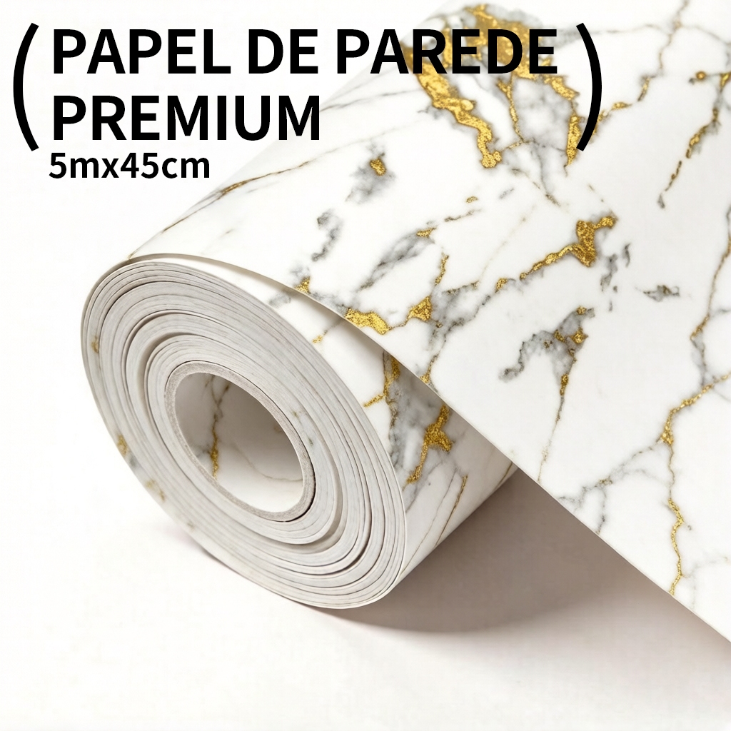 Papel de Parede 5 Metros Mármore Dourado Exclusivo Lavável Quarto, Sala e Cozinha.