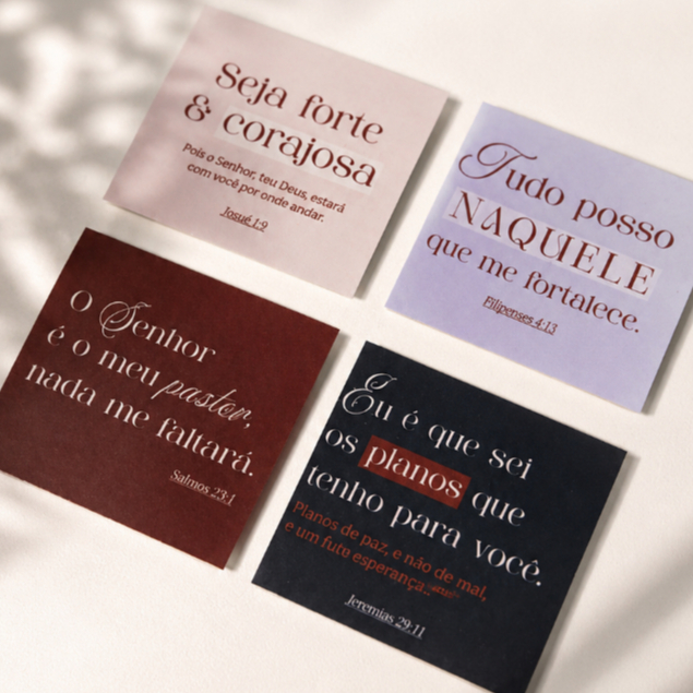 Mini Cartões com PROMESSAS BÍBLICAS - Brinde Mimo para Cliente com Frases Deus