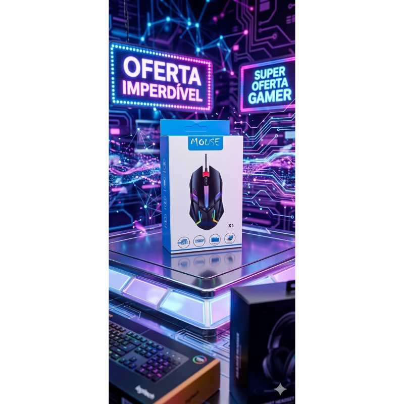 Mouse Gamer Wired M20 - Design Ergonômico, 7 Cores RGB, Compatível com Windows/Mac/Linux