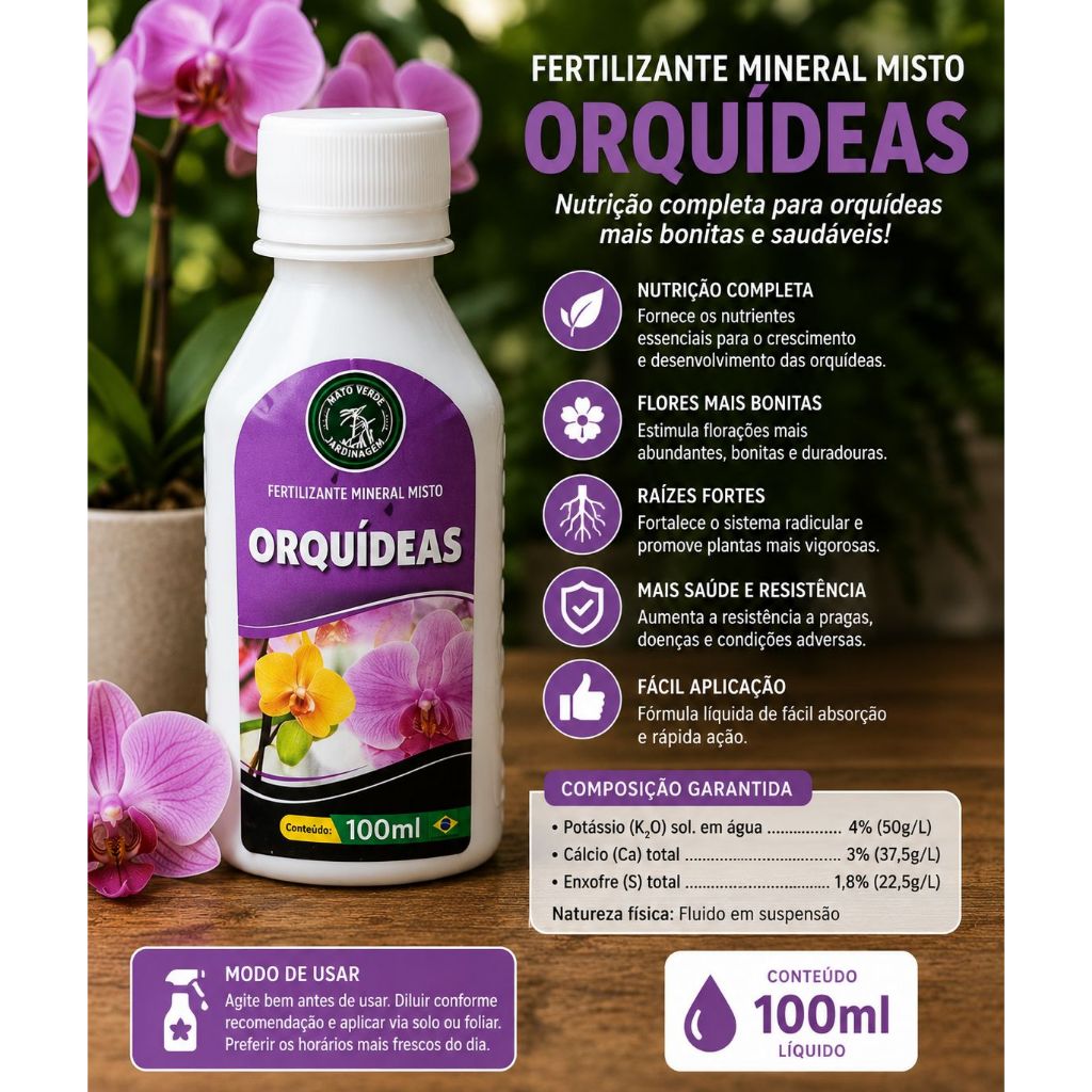 ADUBO E FERTILIZANTE PARA ORQUÍDEAS KIT COM 2 UN PRODUTO MATO VERDE