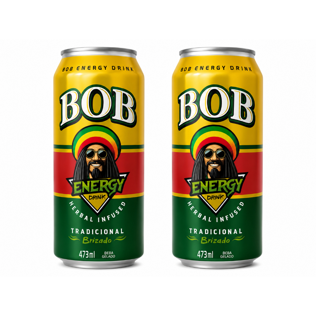 Kit 2 Energéticos Bob Energý Drink Tradicional Brizado Infusão de Ervas 473ml