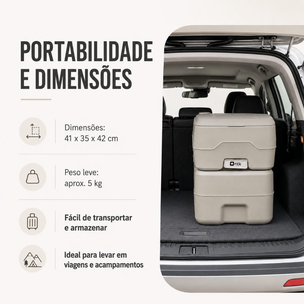 Detalhes do Banheiro Químico Ecocamp 20L Vaso Sanitário Camping Portátil Nautika