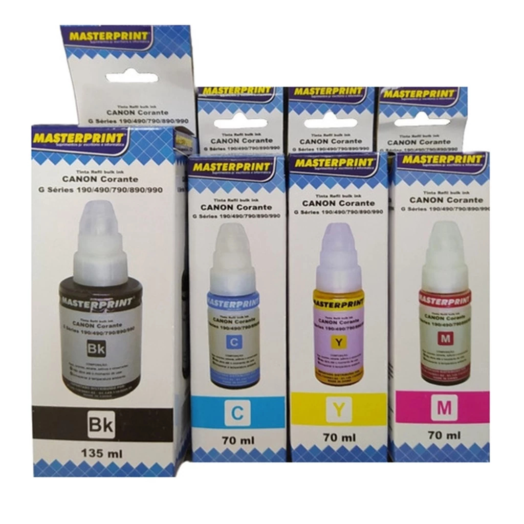 KIT 4 Tintas Masterprint COMPATÍVEL C/ Canon G1100 G1800 G1900 G2100 G3110 G1110 G2110 G2900 G3102 G3110 G4110