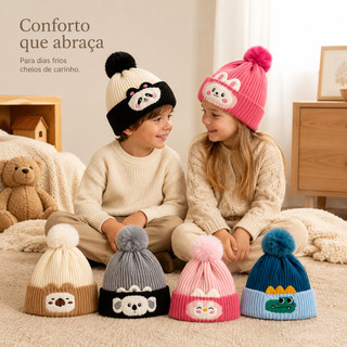 Gorro Touca Longo Infantil Menino Menina Tricotado Quente Inverno Fashion Para 2 a 8 anos FMZ0126AN