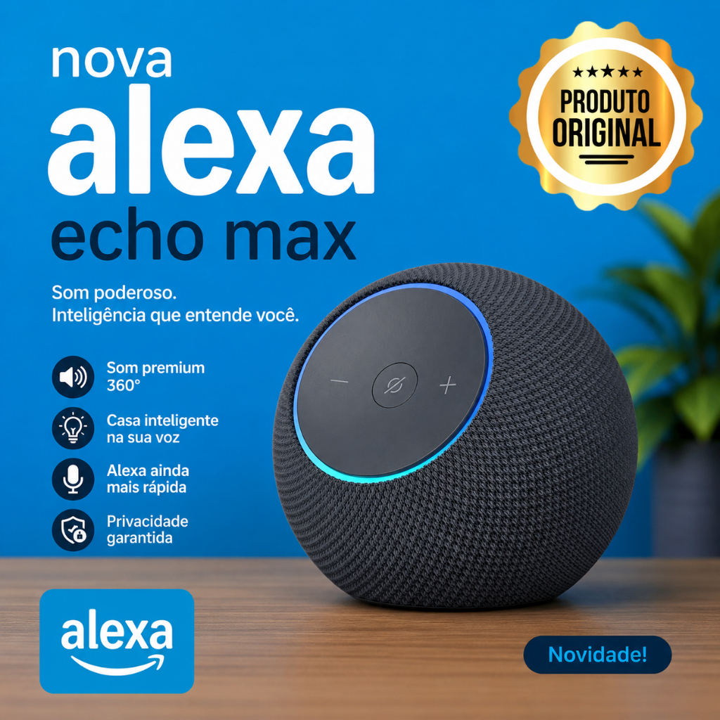 Echo Dot Max Alexa Smart Speaker Som Envolvente Hub Casa Inteligente Integrado