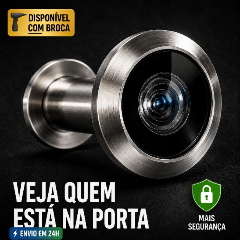 Olho Mágico HF Para Porta Visor 200° Grande Angular Segurança Residencial Dourado Colonial Prata 16mm