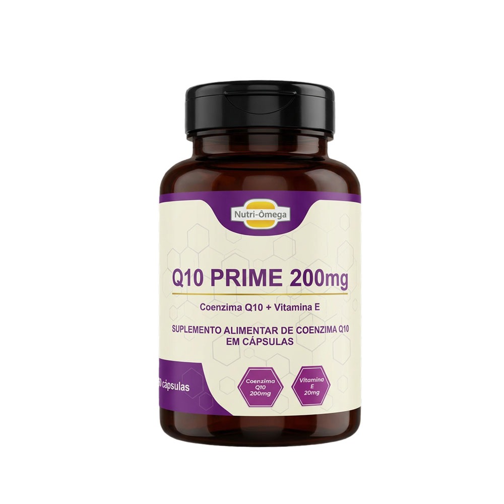 Q10 Prime Nutri-Ômega - Coenzima Q10 200 mg + Vitamina E | 60 Cápsulas