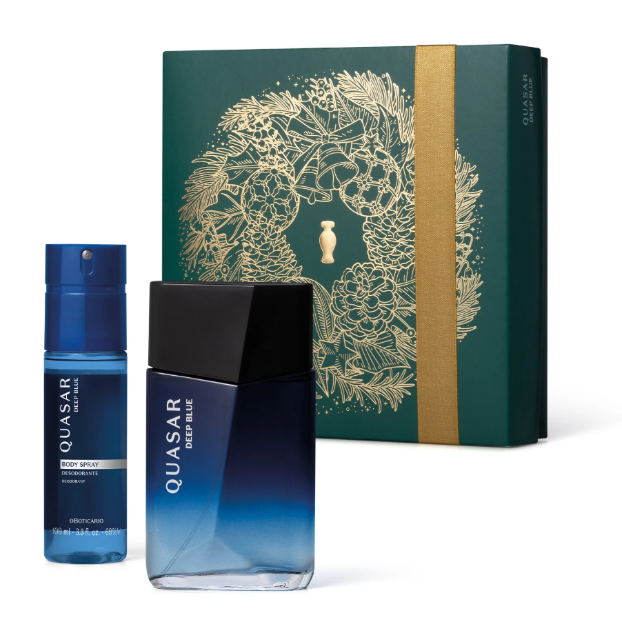 Kit Presente Quasar Deep Blue Perfume 100ml + Body Spray O Boticário Original