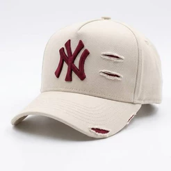 Boné NY Destroyed Aba Curva Ajustável Unissex Streetwear Masculino Femino Confortável
