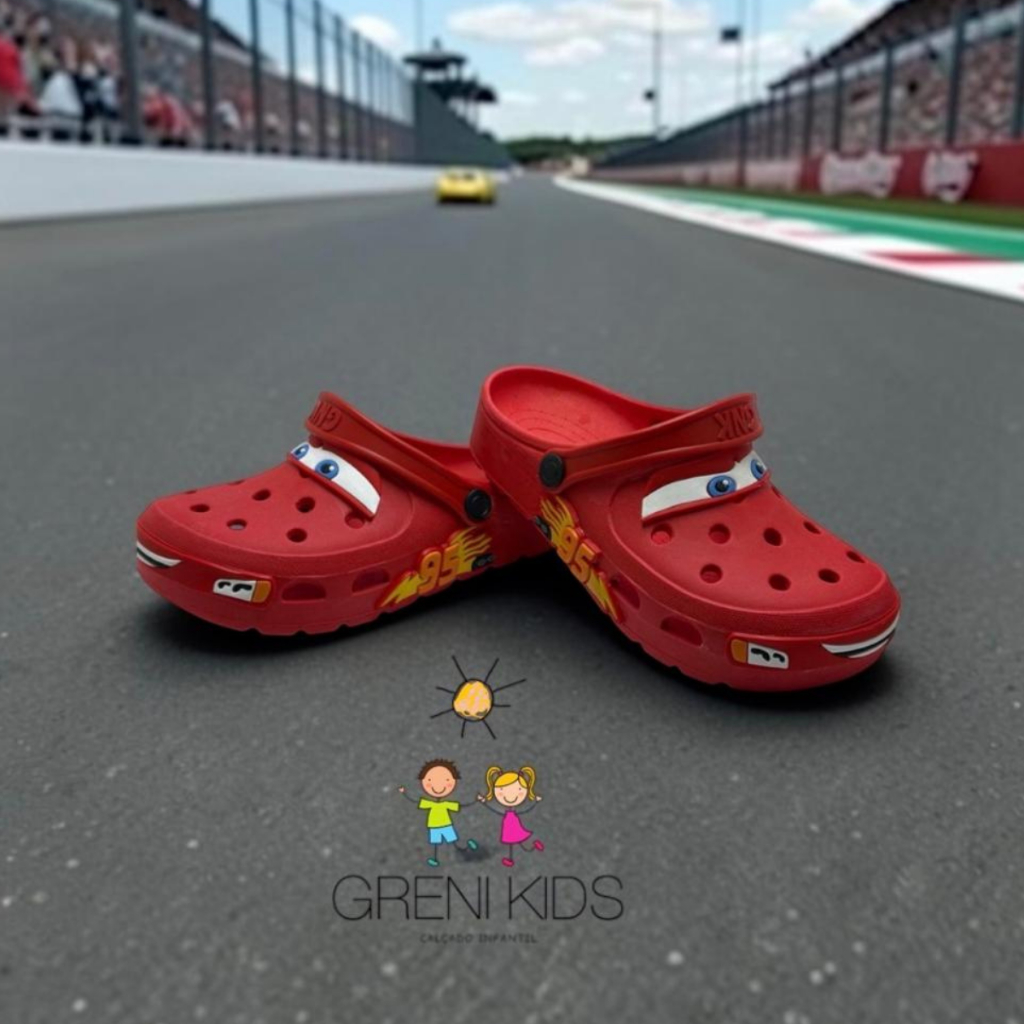 Babuche Papete Infantil MCQueen Menina Menino Confortável Leve Vermelho Personagem