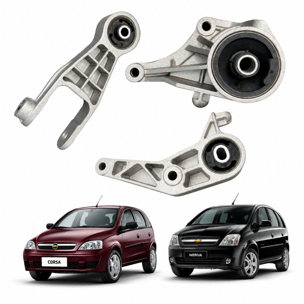 Kit 3 Coxim Calço Le Ld Câmbio Suporte do Motor Gm Corsa Meriva Montana