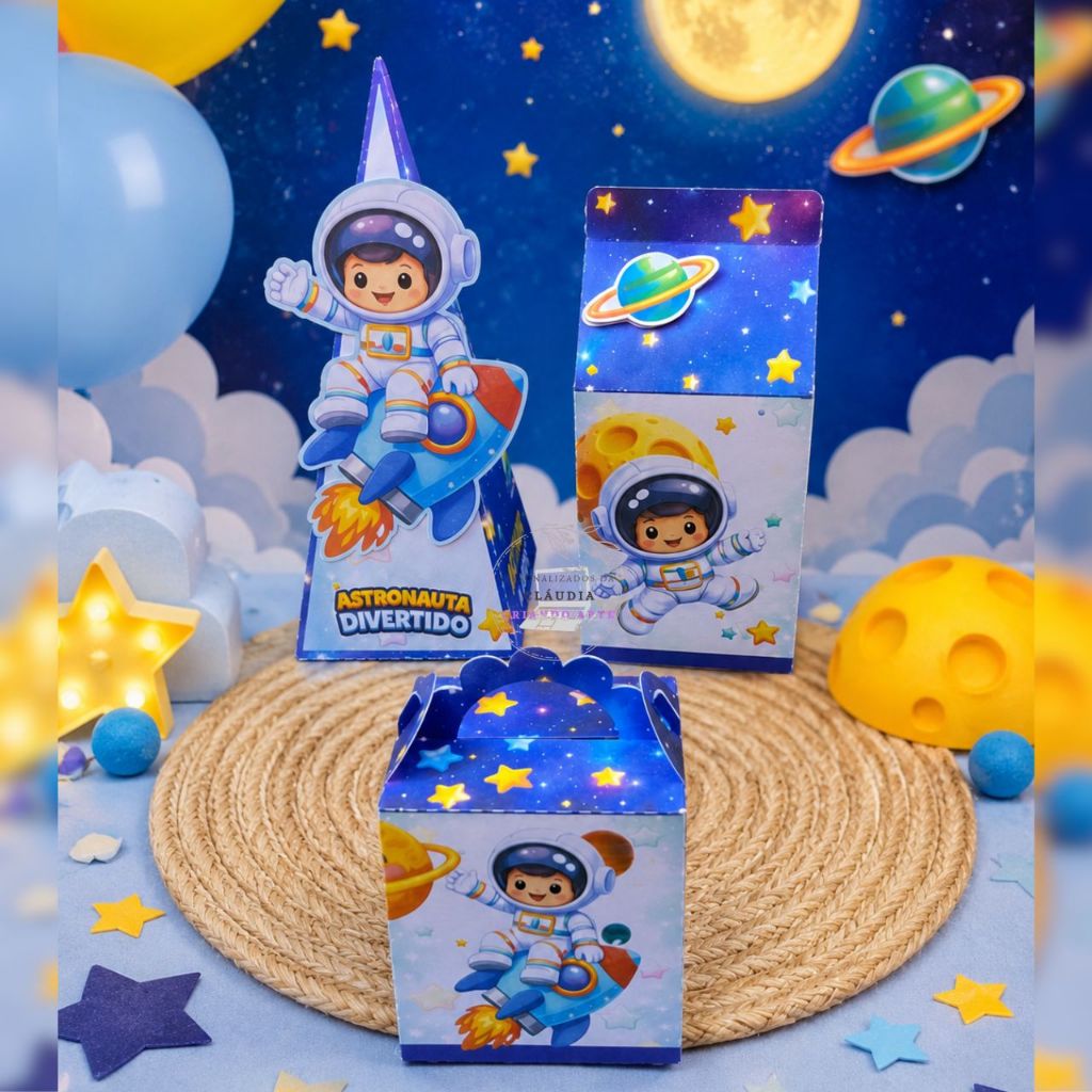 Lembrancinha personalizada Astronauta caixinha de aniversario Astronauta decoração de mesa mimos kit festa Astronauta